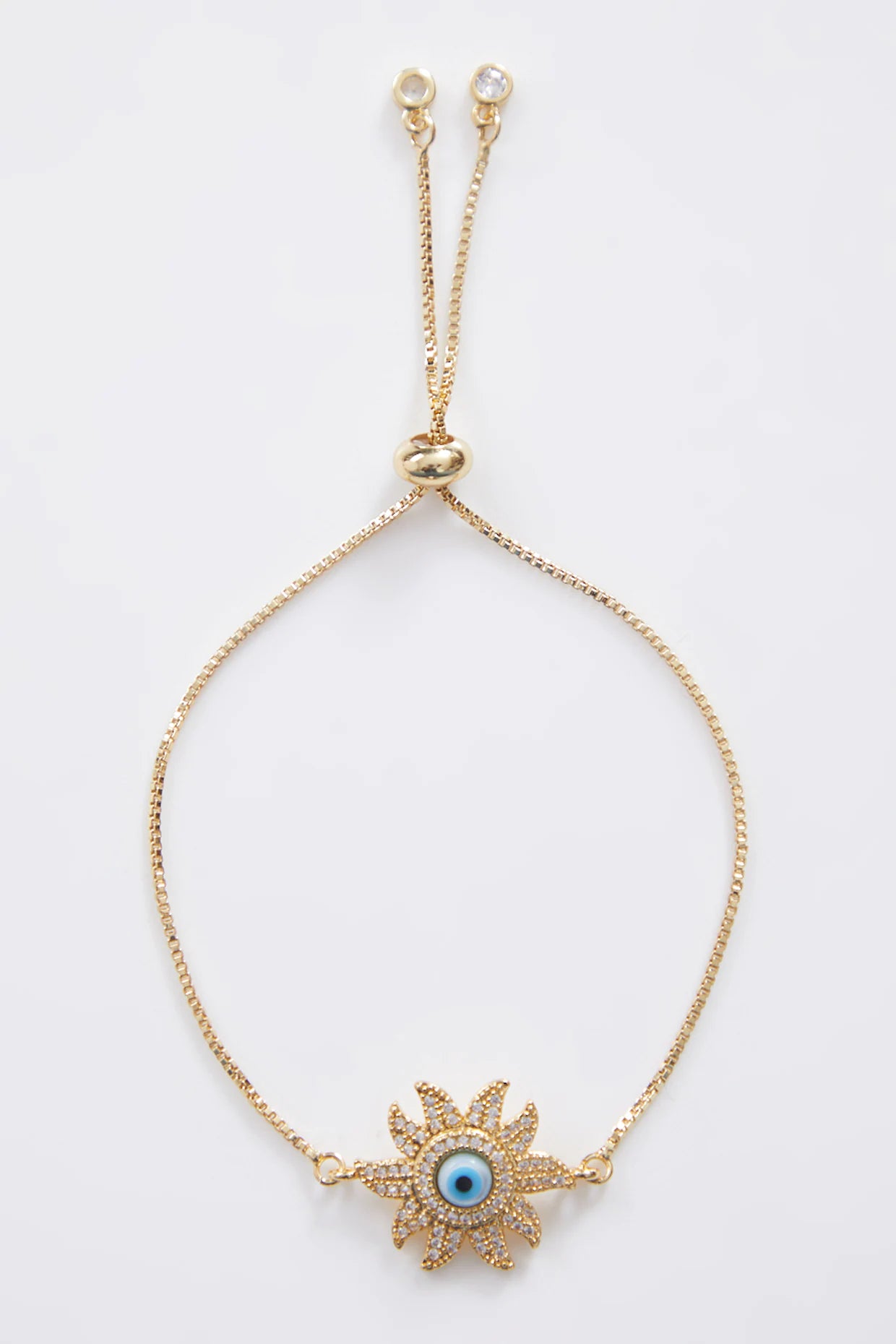 Gold Flower Pearl Evil Eye Rakhi With Adjustable Gold String