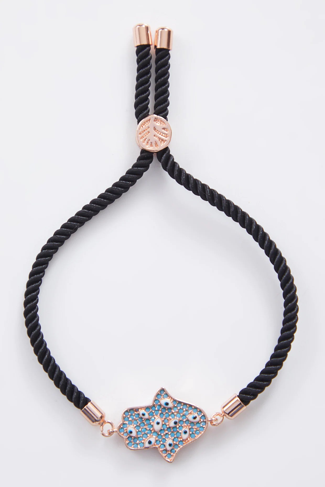 Encrusted Rose Gold Hamza Evil Eye Rakhi With Adjustable String