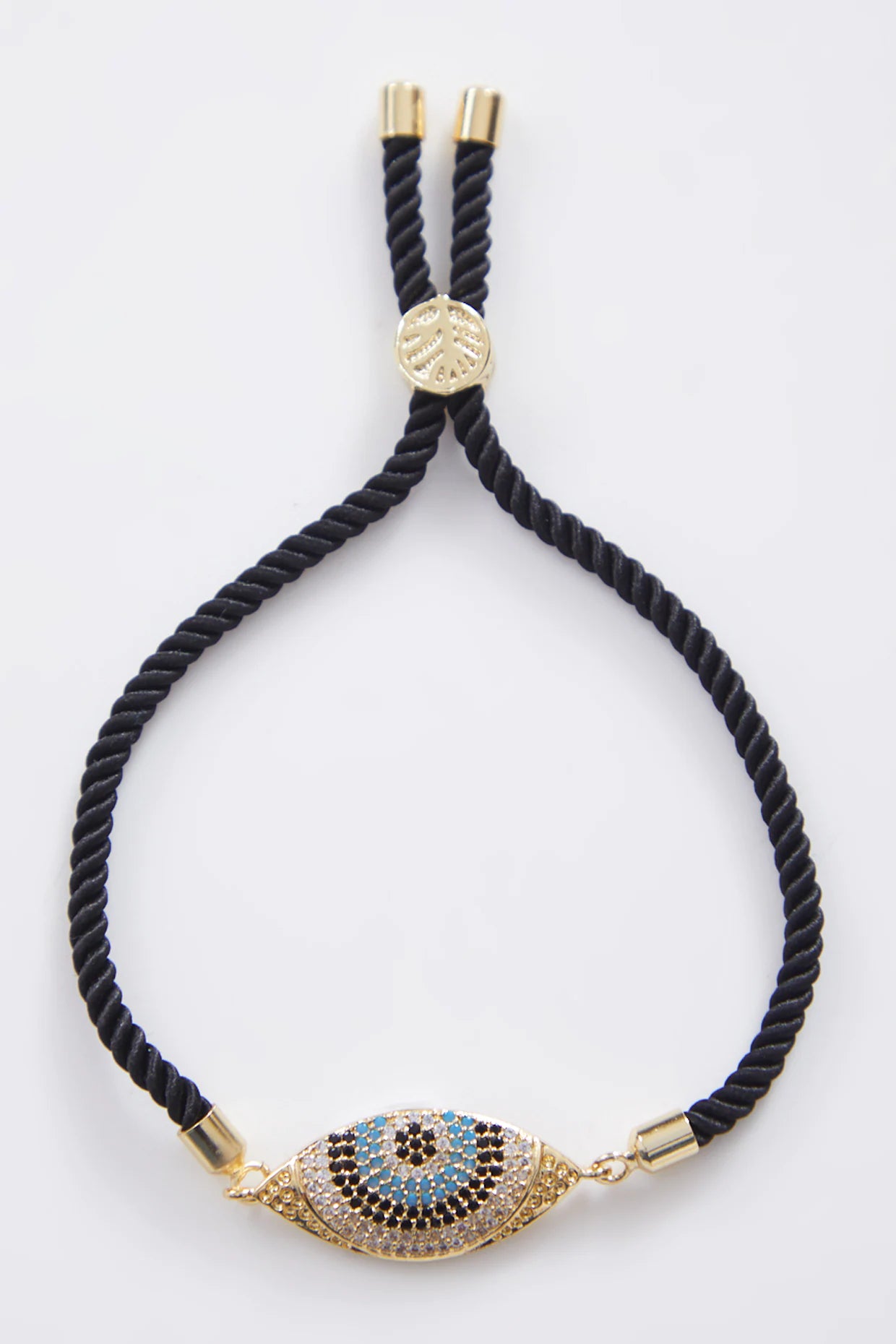 Crusted Gold Evil Eye Rakhi With Adjustable String