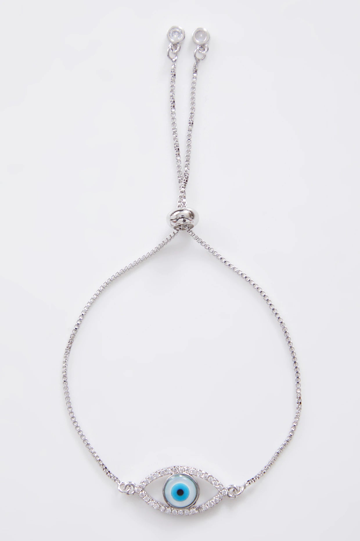Classic Silver Pearl Evil Eye Rakhi With Silver Adjustable String