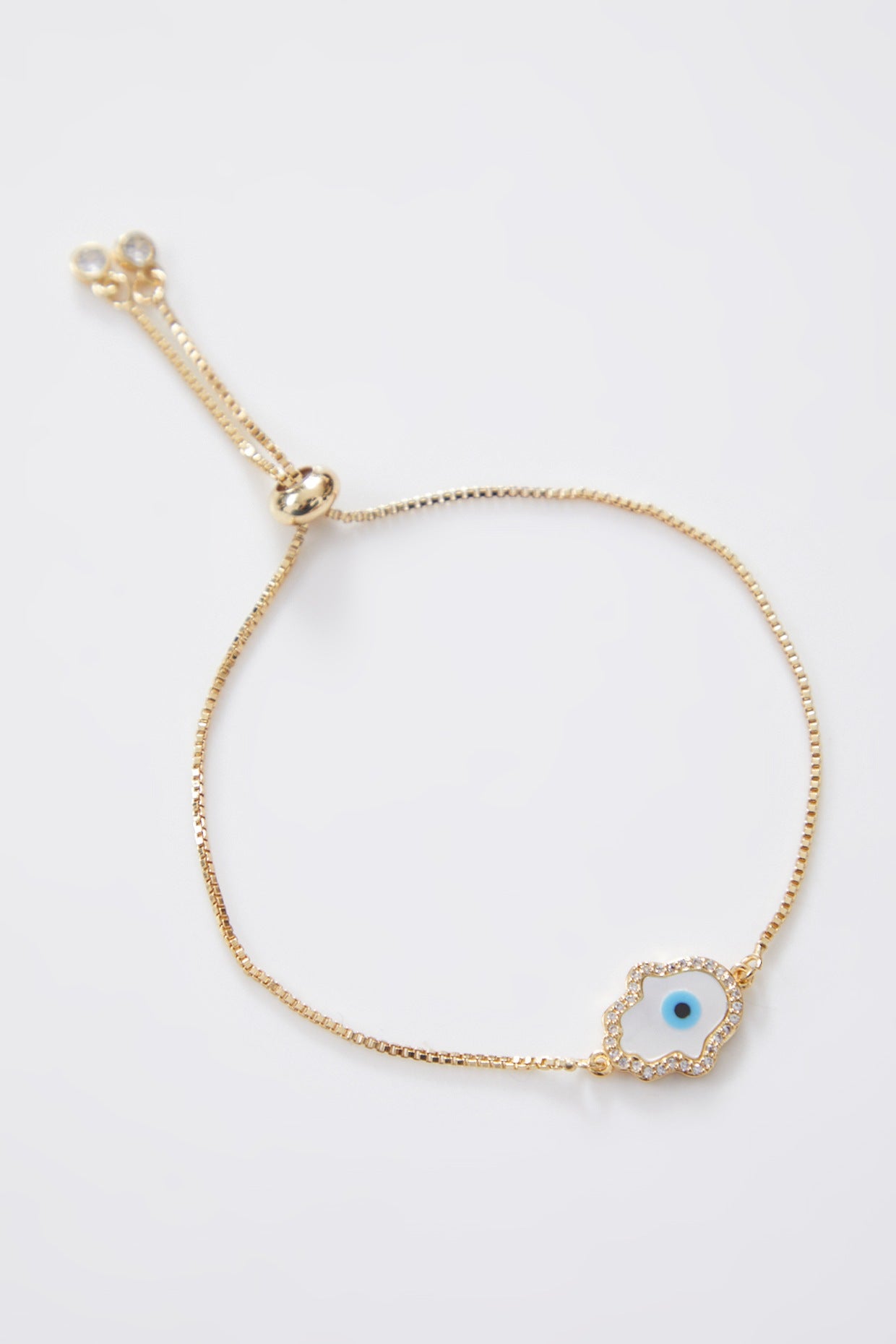 Diamante Mother of Pearl Gold Hamza Evil Eye Rakhi With Adjustable String