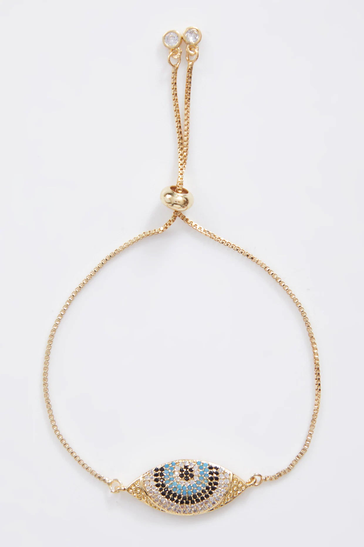 Crusted Gold Evil Eye Rakhi With Gold Adjustable String