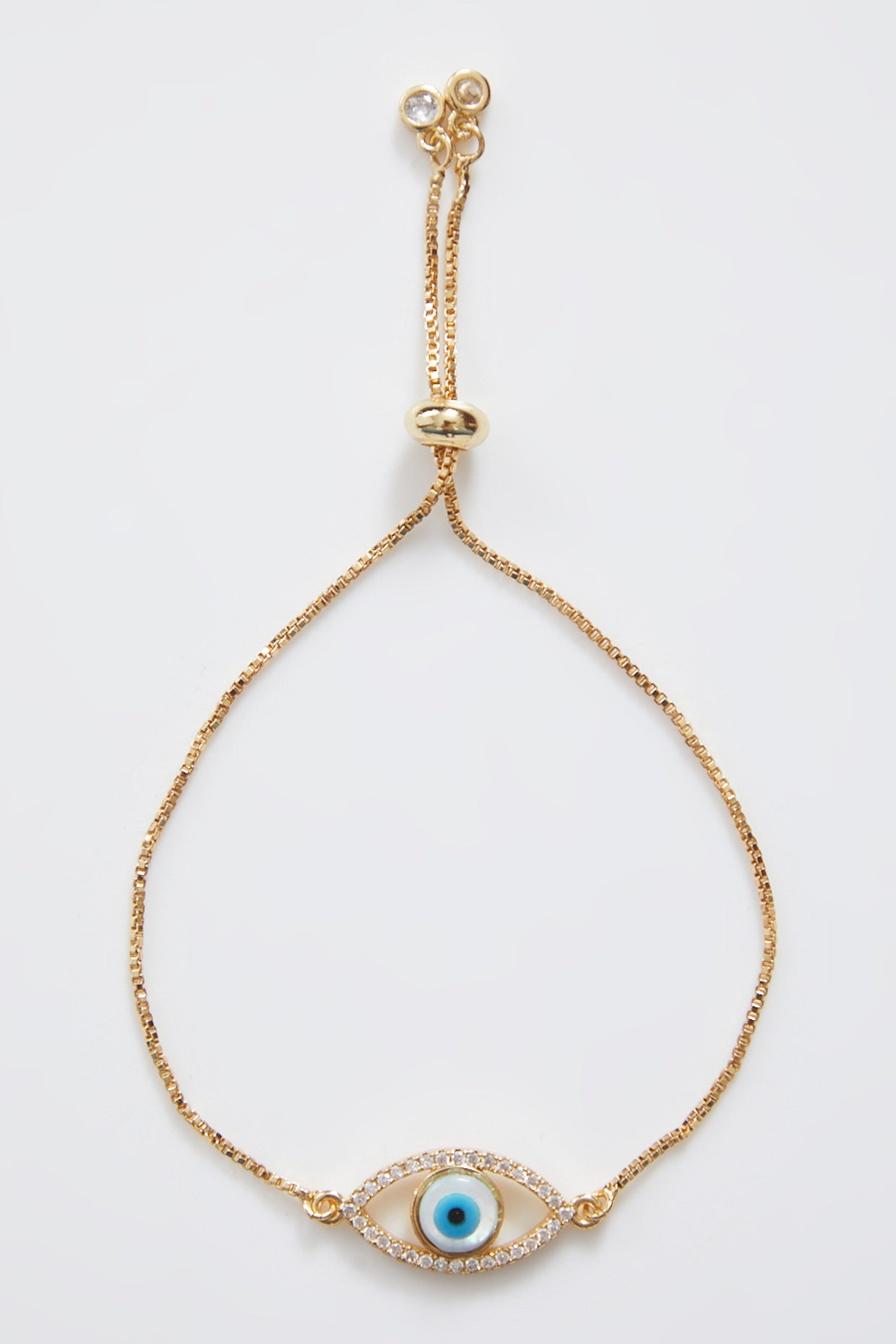 Classic Gold Pearl Evil Eye Rakhi With Gold Adjustable String