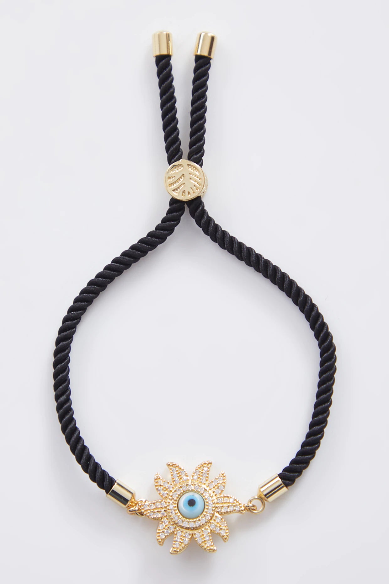 Gold Flower Pearl Evil Eye Rakhi With Adjustable String