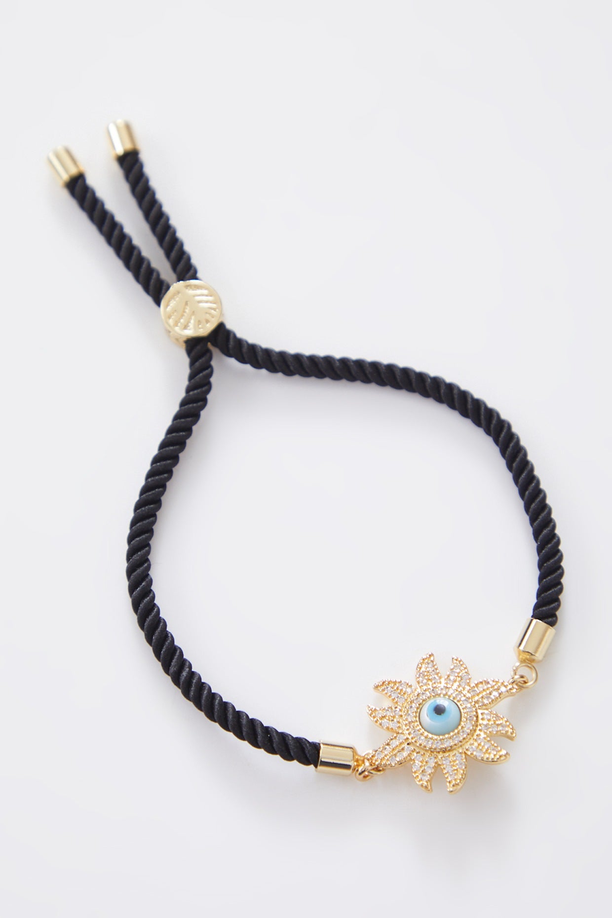 Gold Flower Pearl Evil Eye Rakhi With Adjustable String