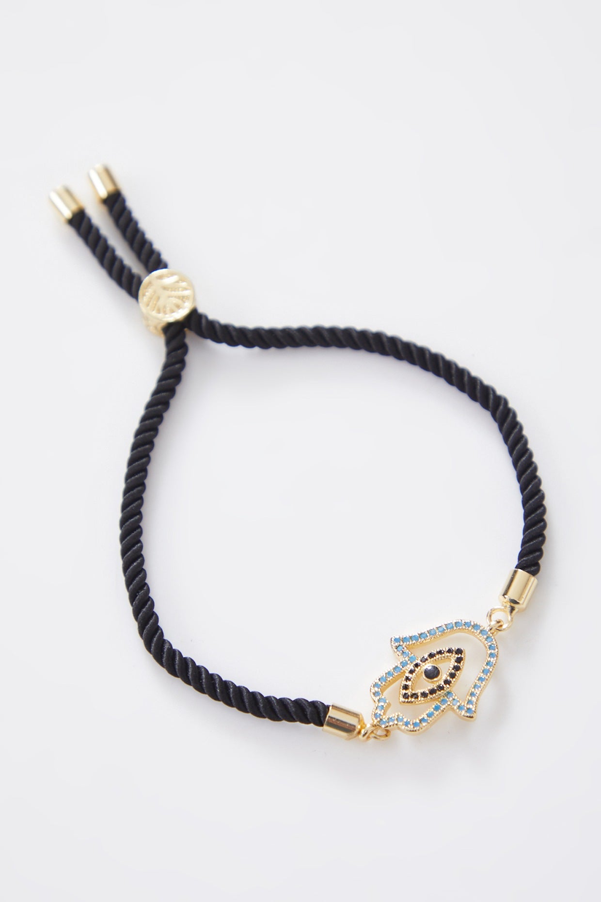 Double Encrusted Gold Hamza Evil Eye Rakhi With Adjustable String