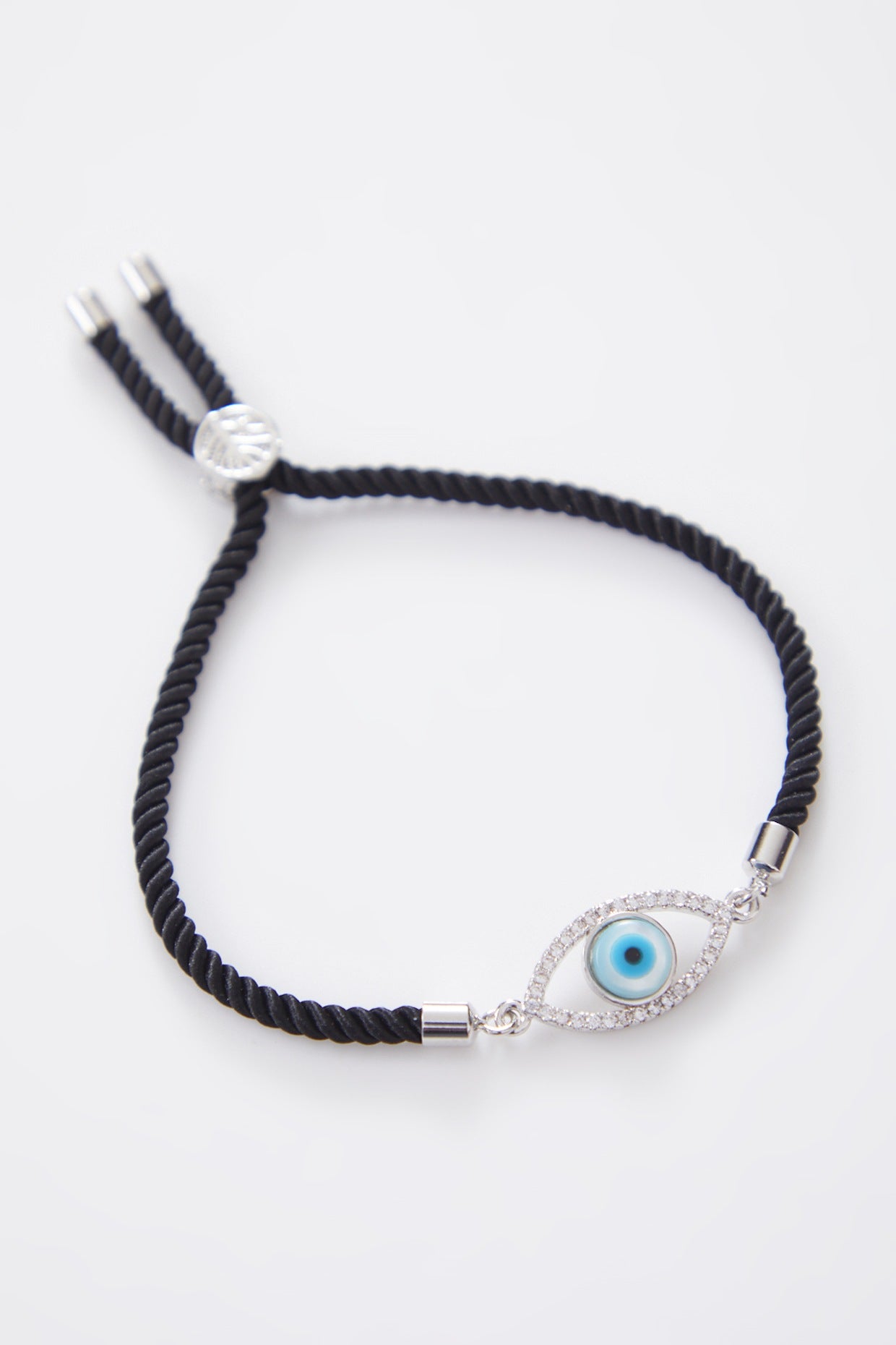 Classic Silver Diamante Evil Eye Rakhi With Adjustable String