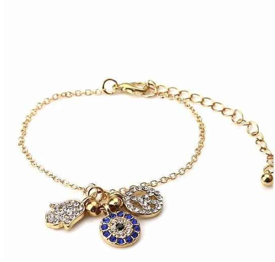 Ikasiya Gold Hamza Evil Eye Charm Bracelet