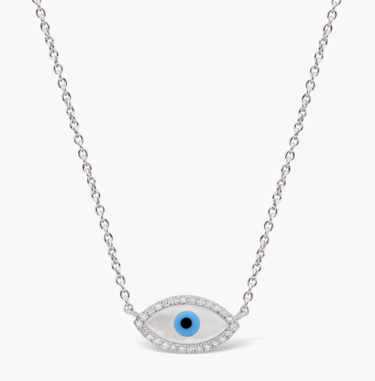 Classic Silver Diamante Evil Eye Necklace