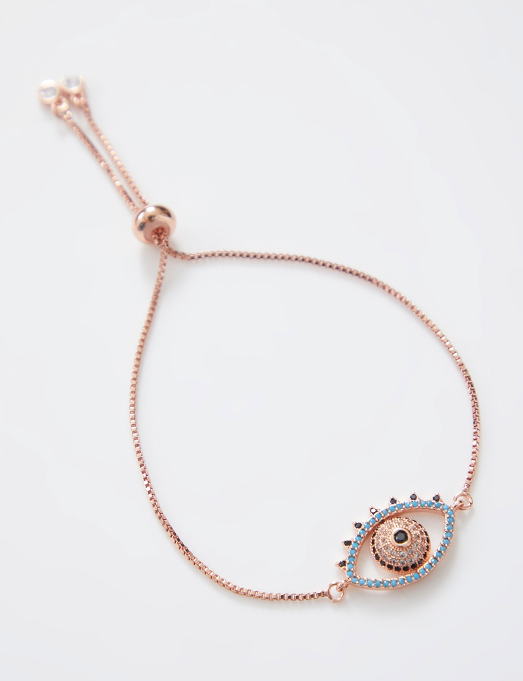 Rose Gold Classic Evil Eye Adjustable Bracelet