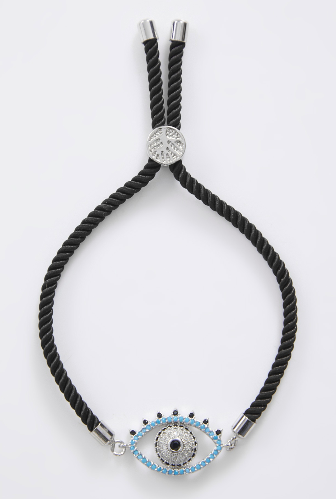 Silver Classic Evil Eye Bracelet with Adjustable String