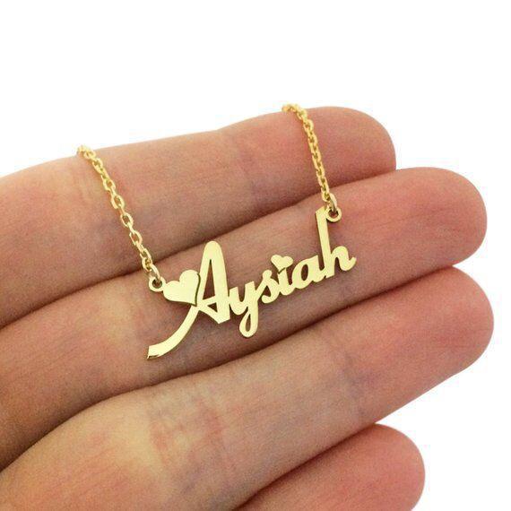 Personalized Gold Name Necklace with Heart