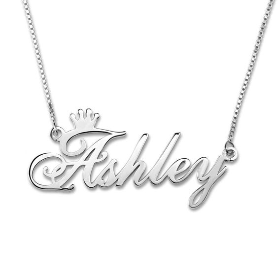Personalized Silver Plated Name Necklace with Crown