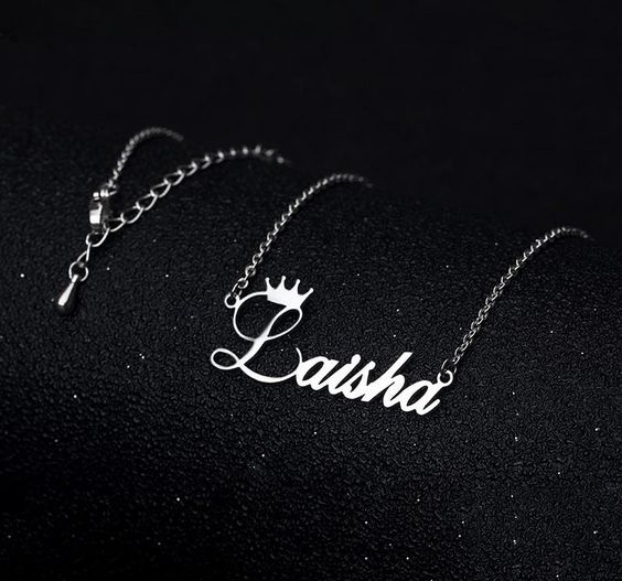 Personalized Silver Plated Name Necklace with Crown