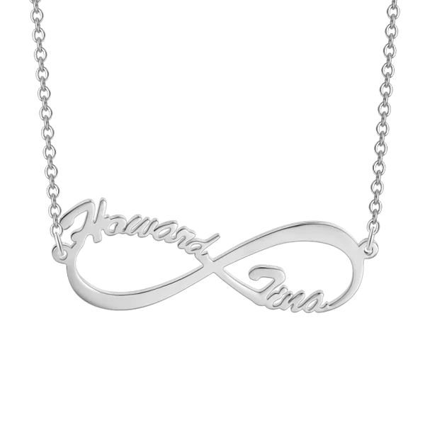 Personalized Silver Plated Infinity Name Necklace (Features two names)