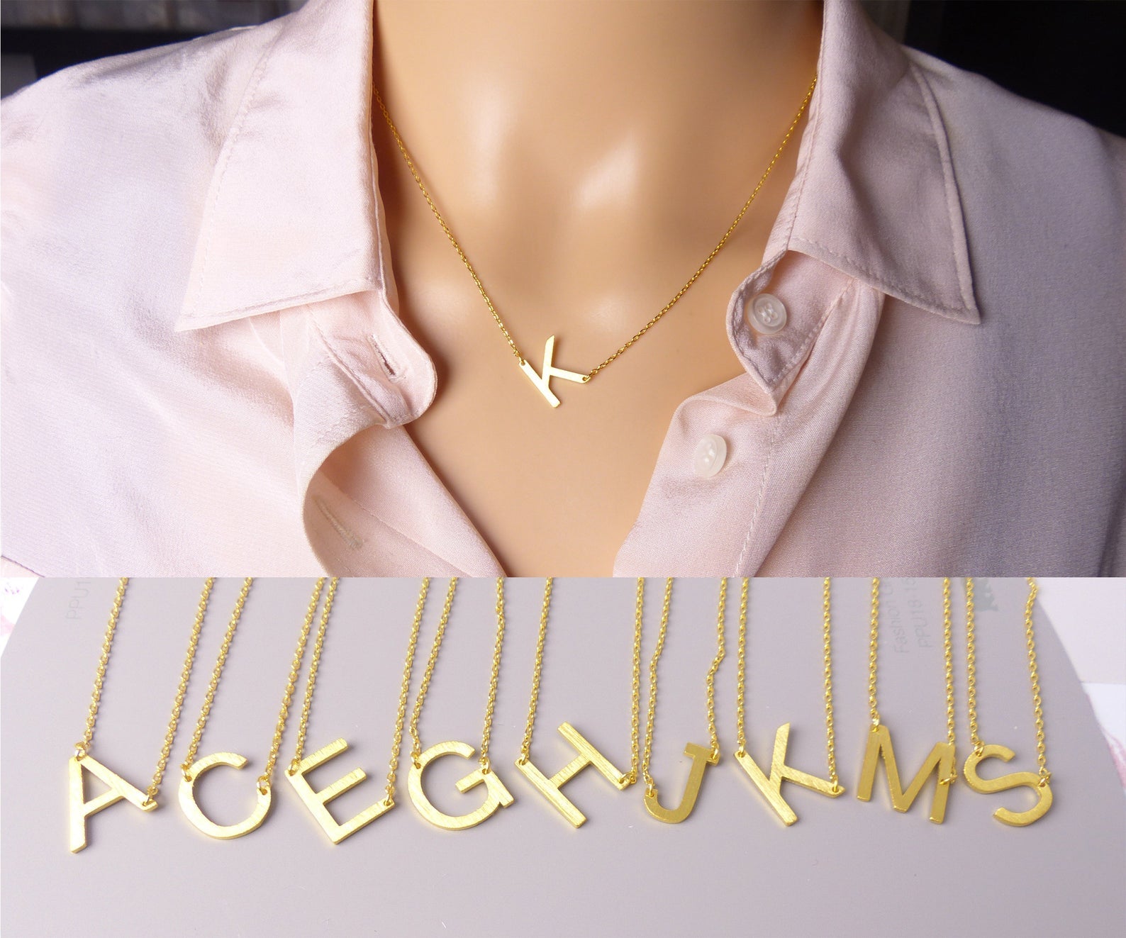 Personalized Gold Initial Letter Necklace