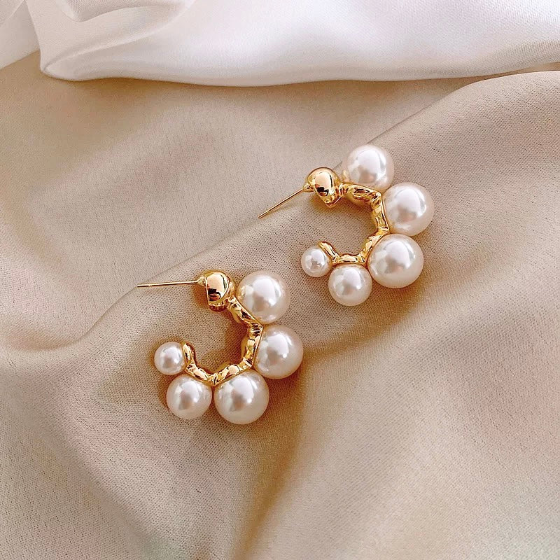 Ikasiya Baroque Pearl 18k Gold Plated Hoop Earrings