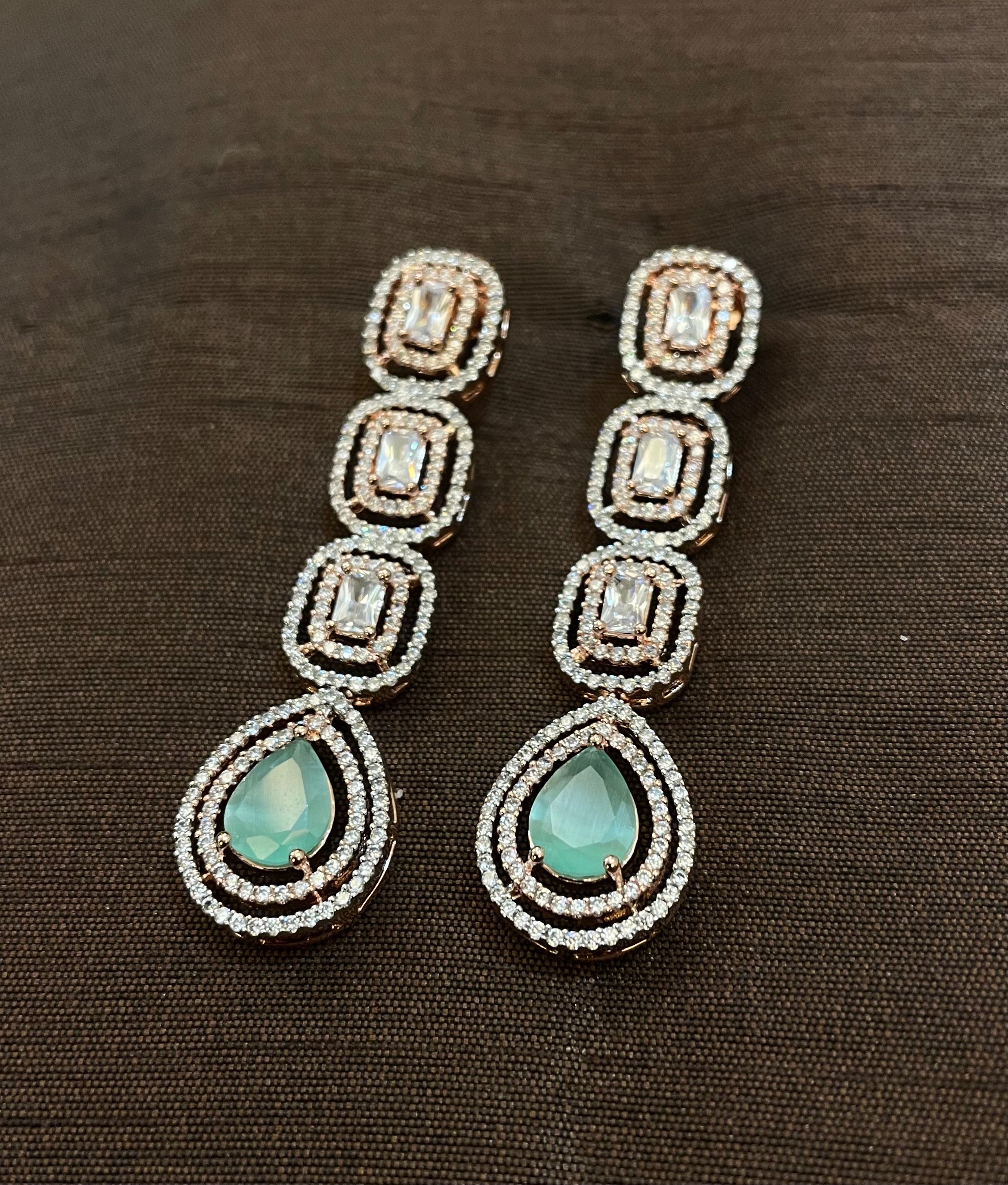 Green and on sale white earrings