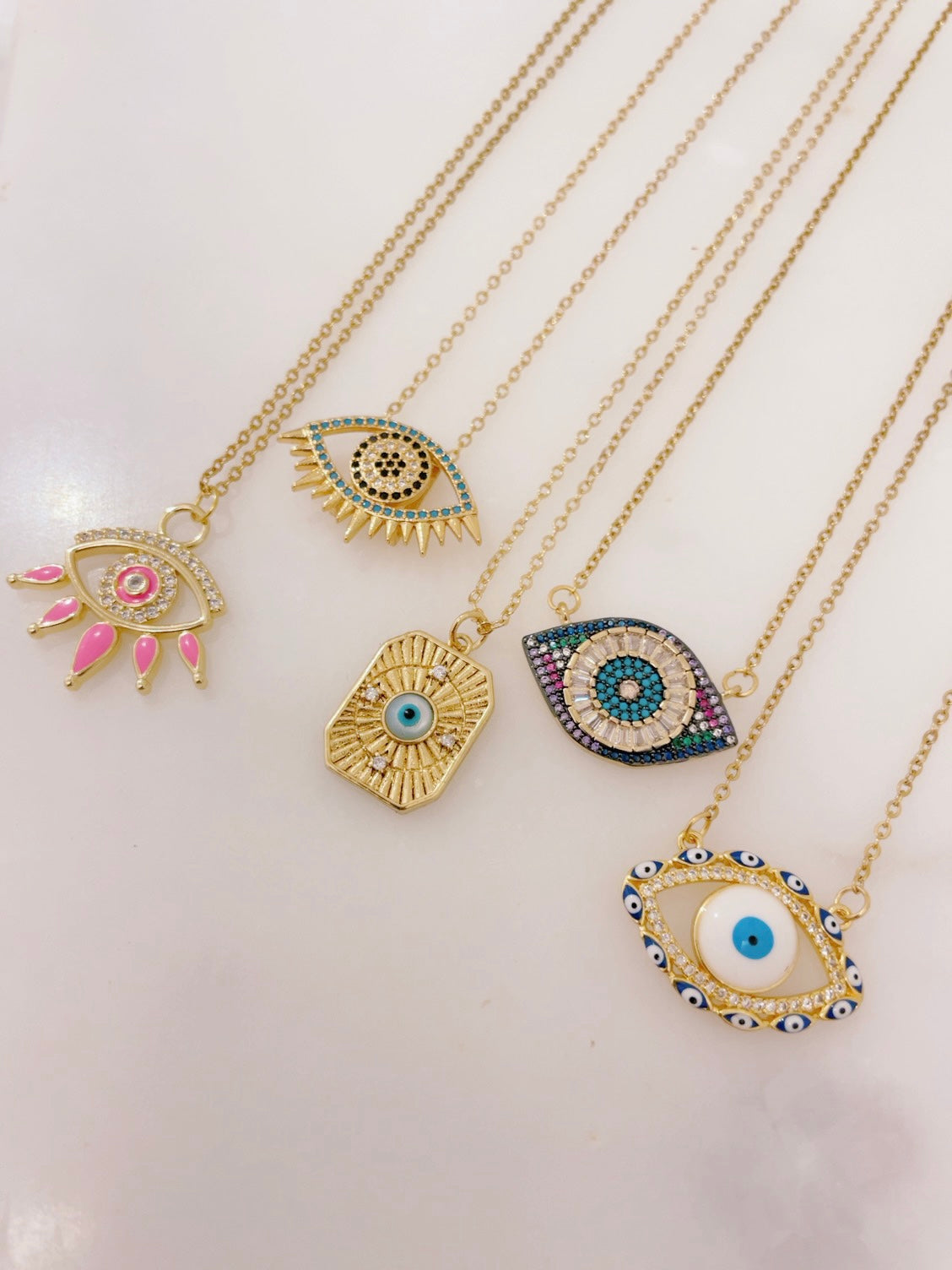 Ikasiya Turq Crystal Studded Evil Eye Necklace