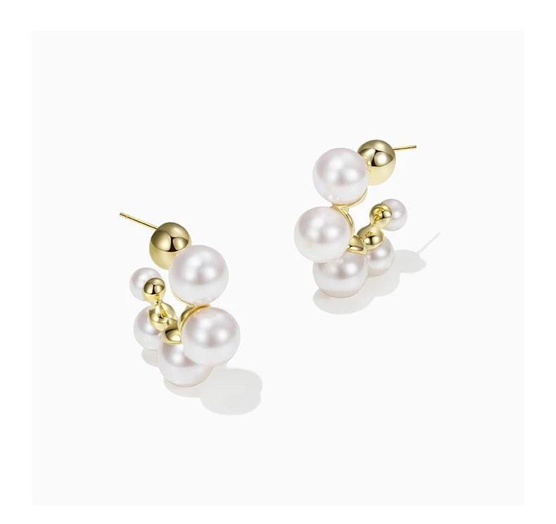 Ikasiya Baroque Pearl 18k Gold Plated Hoop Earrings