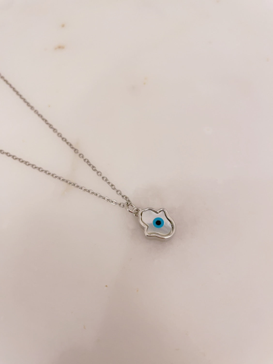 Ikasiya Silver Mother of Pearl Hamza Necklace