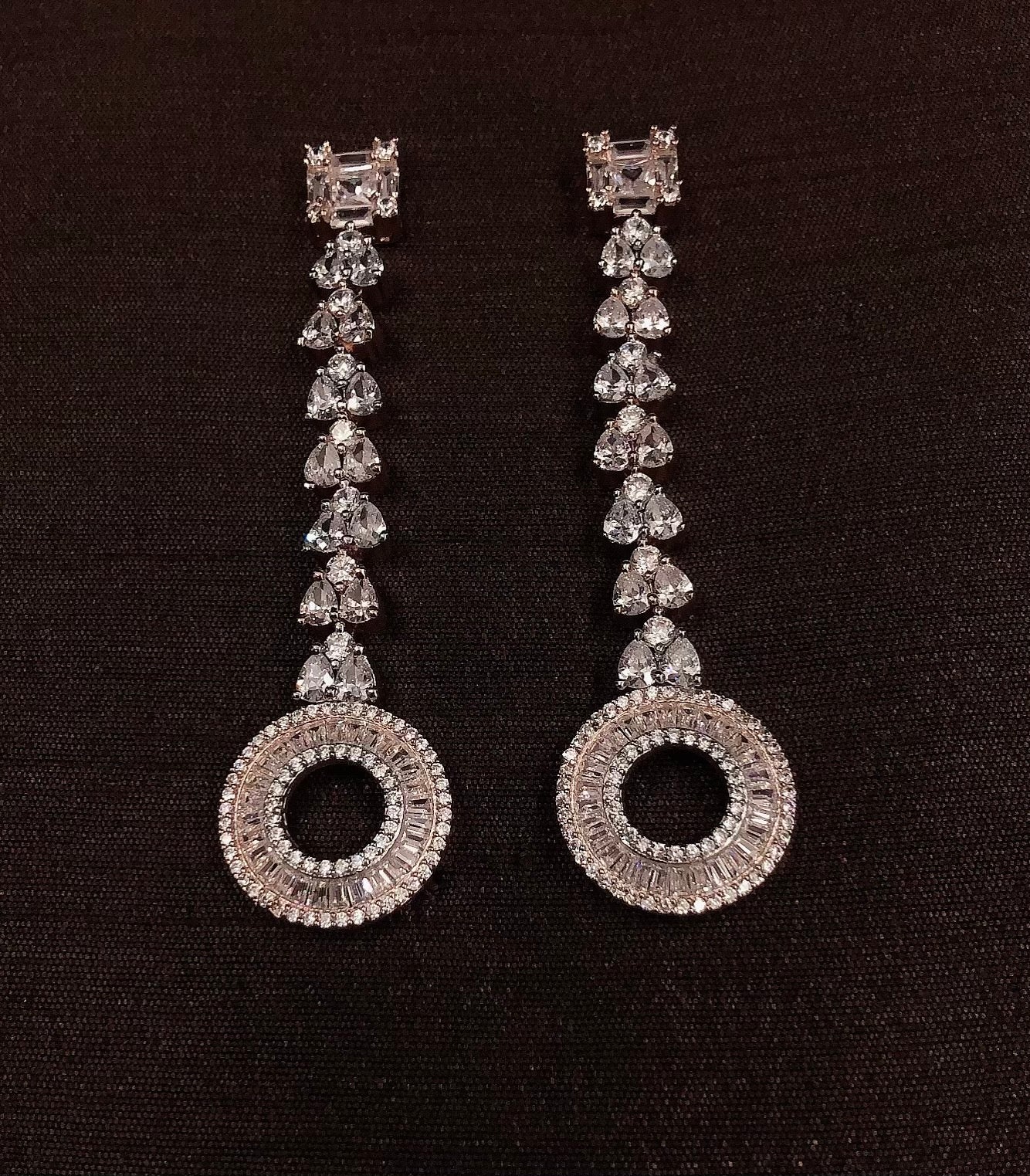 Long Diamond Chandelier  Earrings baguettes
