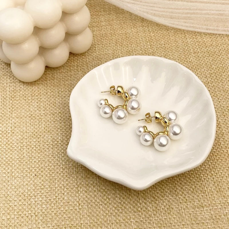 Ikasiya Baroque Pearl 18k Gold Plated Hoop Earrings