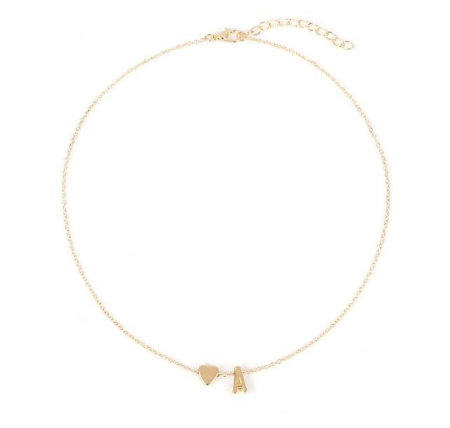 Dainty Heart Letter Necklace