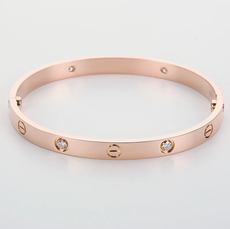 Rose Gold Love bracelet 18k Diamante Kada Bangle