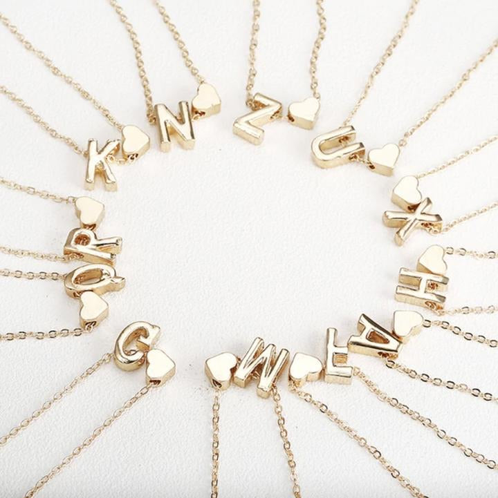 Dainty Heart Letter Necklace