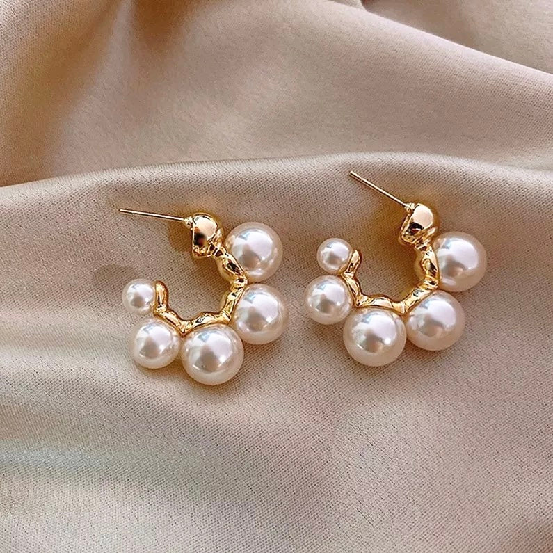 Ikasiya Baroque Pearl 18k Gold Plated Hoop Earrings
