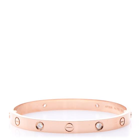Rose Gold Love bracelet 18k Diamante Kada Bangle