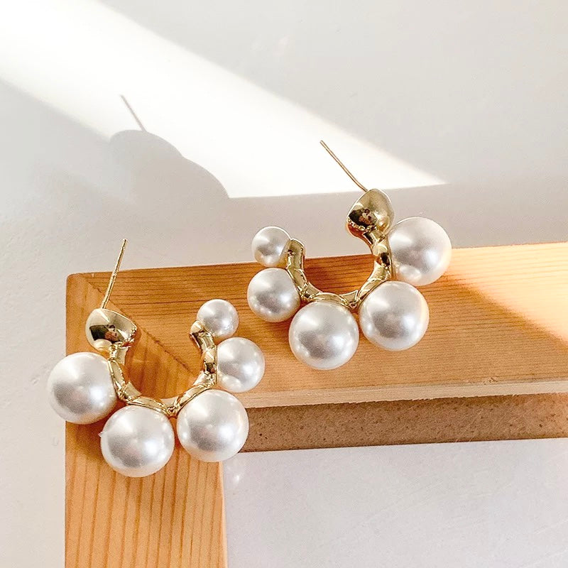 Ikasiya Baroque Pearl 18k Gold Plated Hoop Earrings