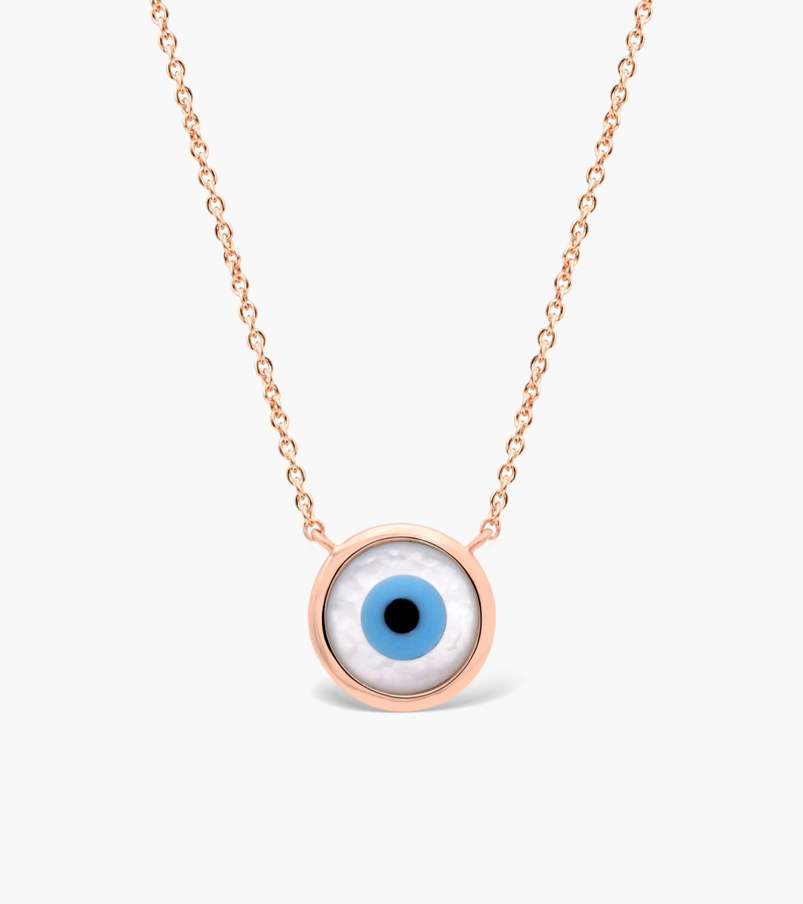Ikasiya Rose Gold Round Evil Eye Necklace