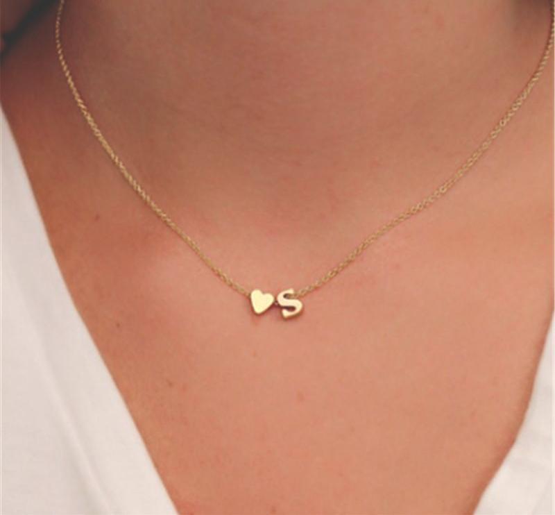 Dainty Heart Letter Necklace