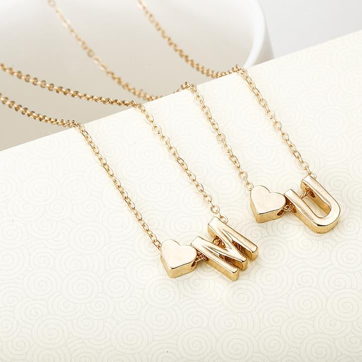 Dainty Heart Letter Necklace