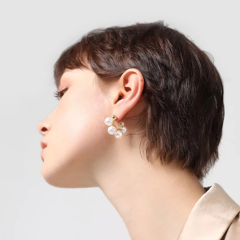 Ikasiya Baroque Pearl 18k Gold Plated Hoop Earrings