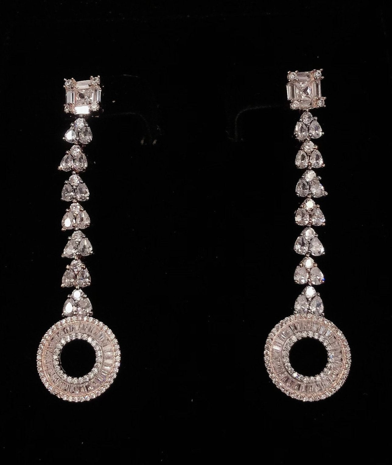 Long Diamond Chandelier Earrings baguettes