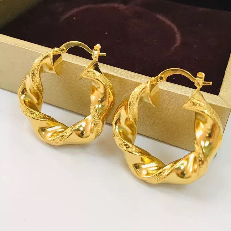 Ikasiya Twisted Statement 18k Gold Plated Earrings