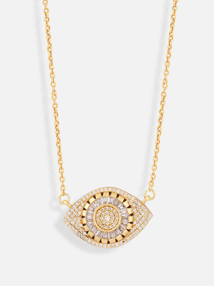 Ikasiya Crystal Studded Evil Eye Necklace