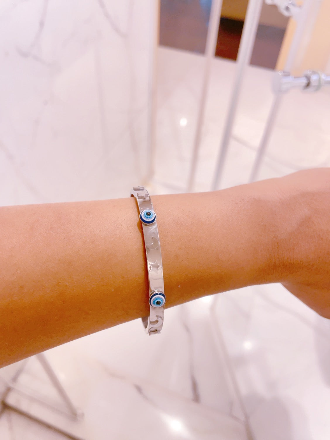 Silver Evil Eye Kada