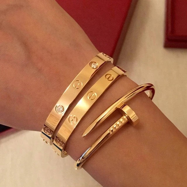 Rose Gold Love bracelet 18k Diamante Kada Bangle