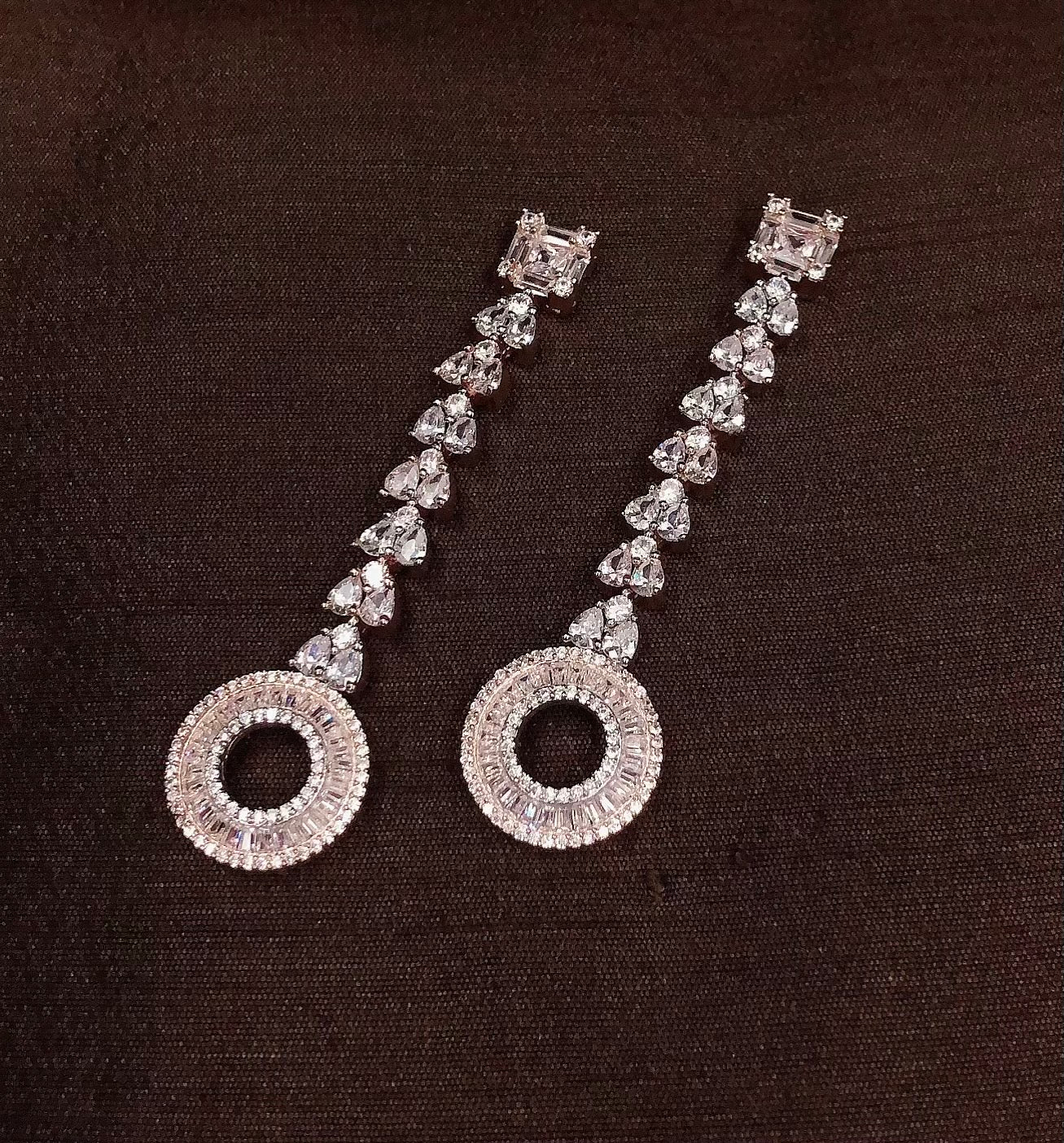 Long Diamond Chandelier  Earrings baguettes