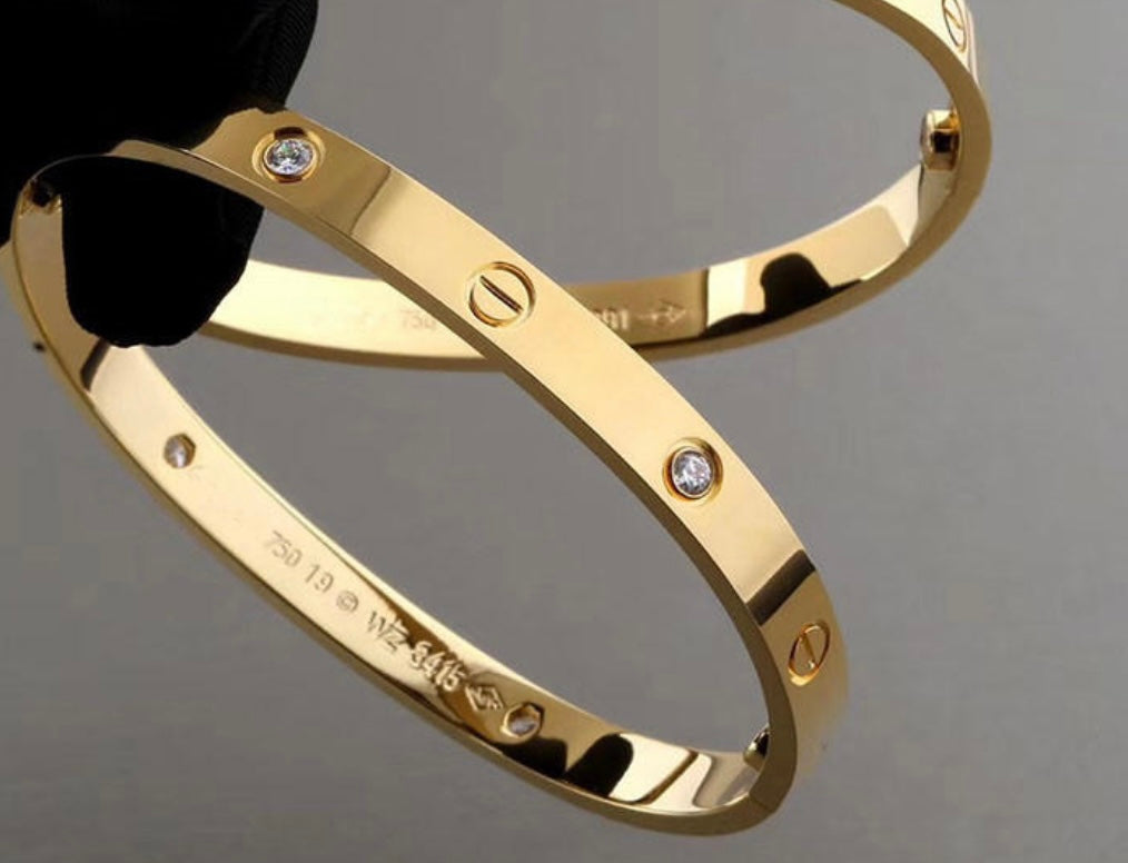 Gold Love bracelet 18k Diamante Kada Bangle