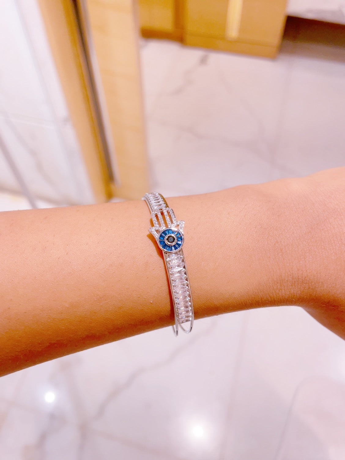 Silver Diamante Hamza Cuff