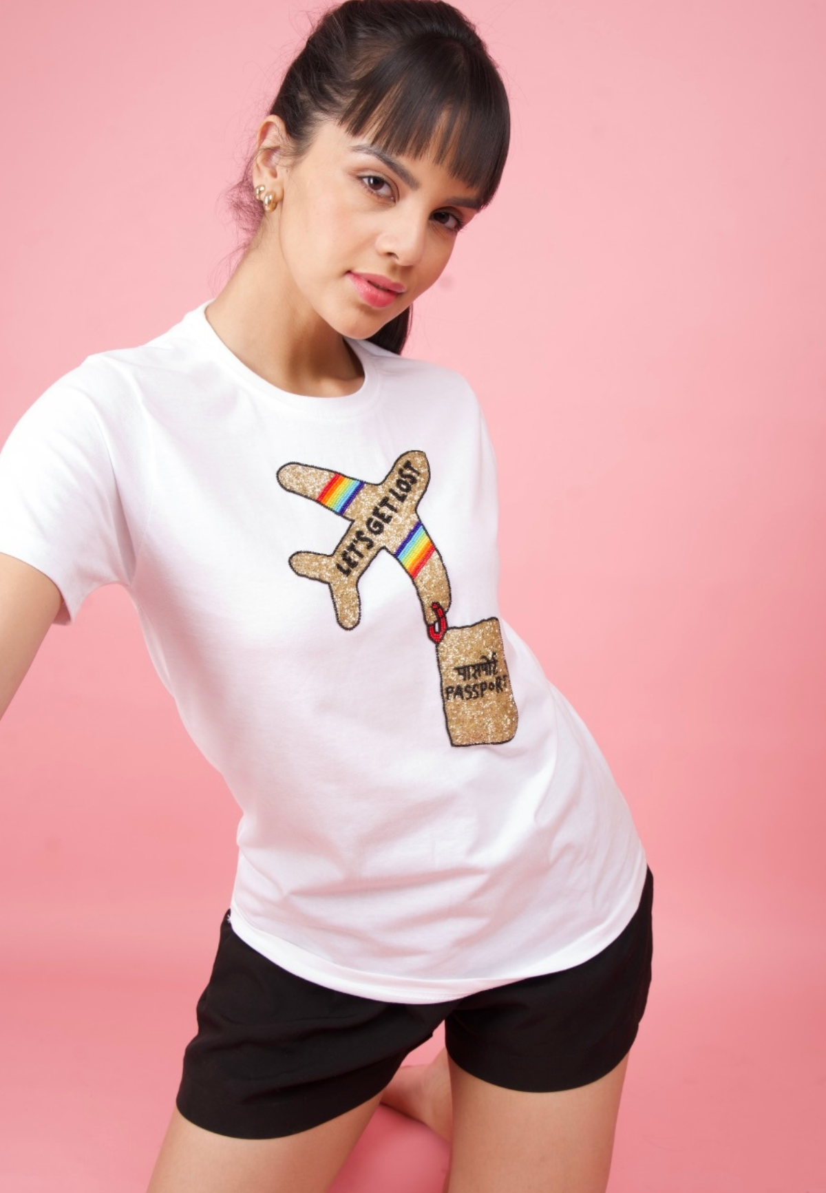 White Embroidered Travel T-Shirt