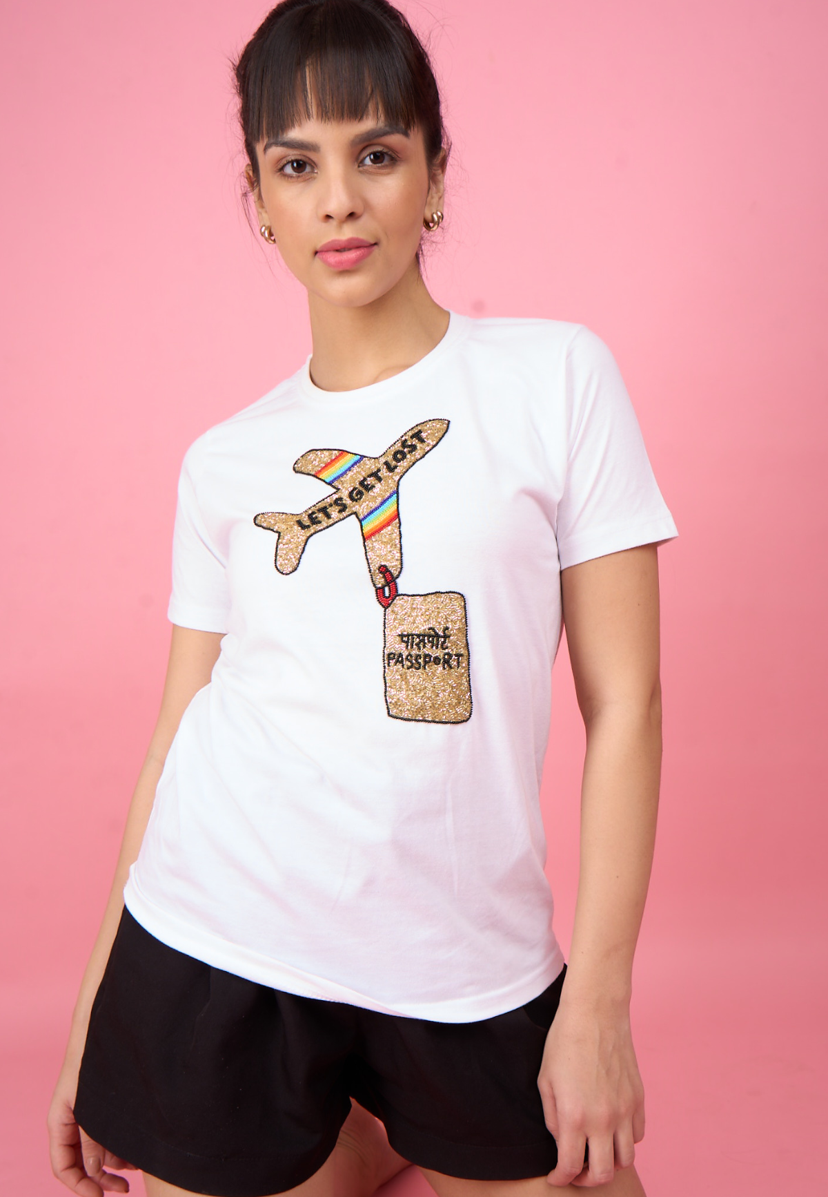 White Embroidered Travel T-Shirt