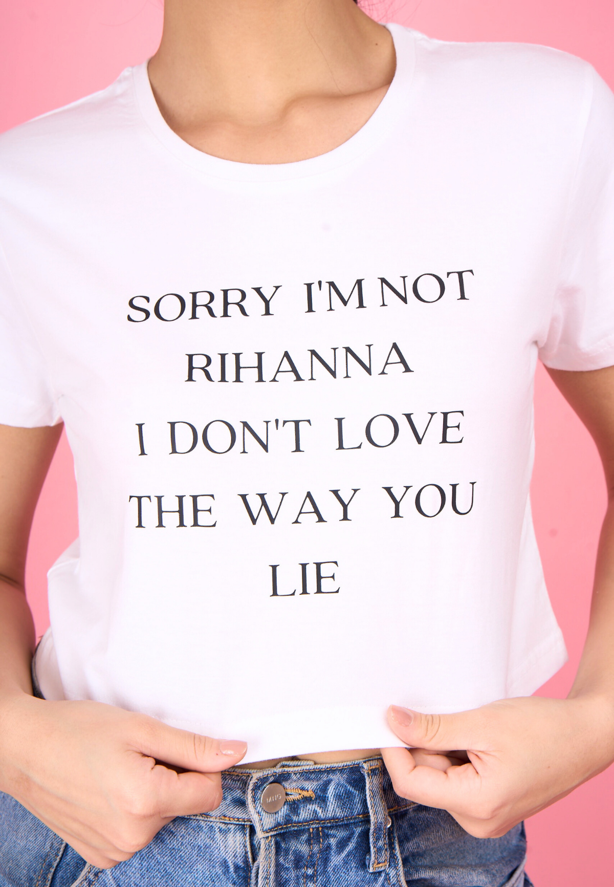 White Printed "Rihanna"  T-Shirt