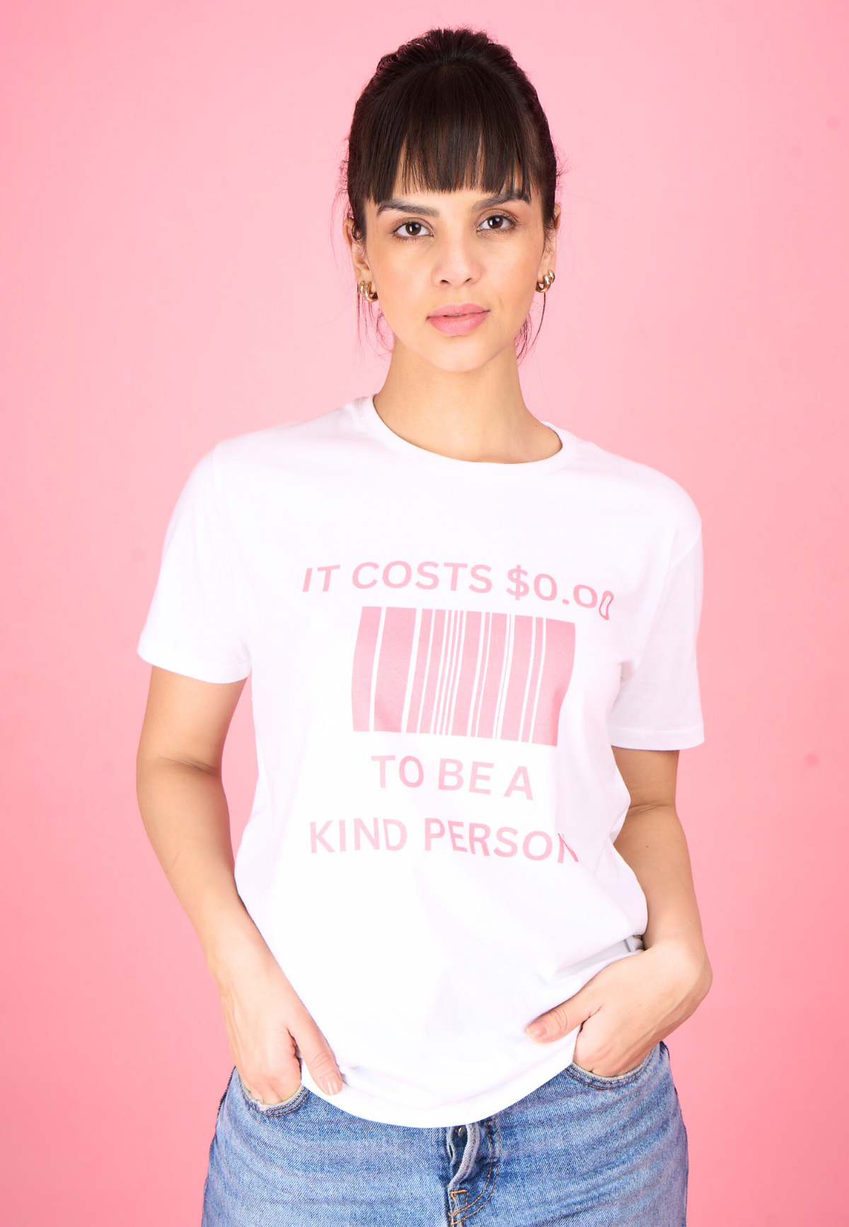 White Printed "Kindness" T-Shirt