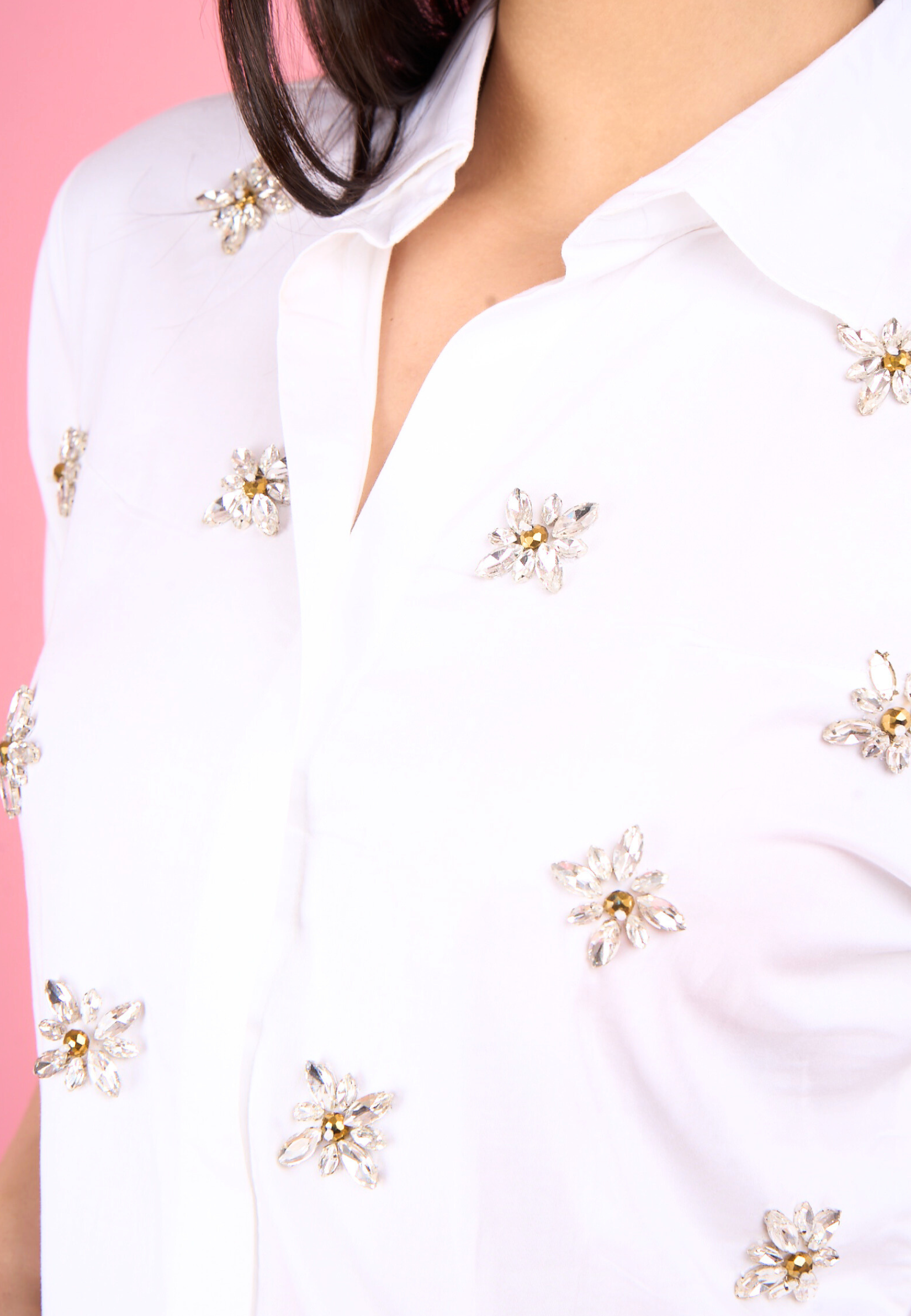 All Over Embellished Cotton Shirt (Sienna)